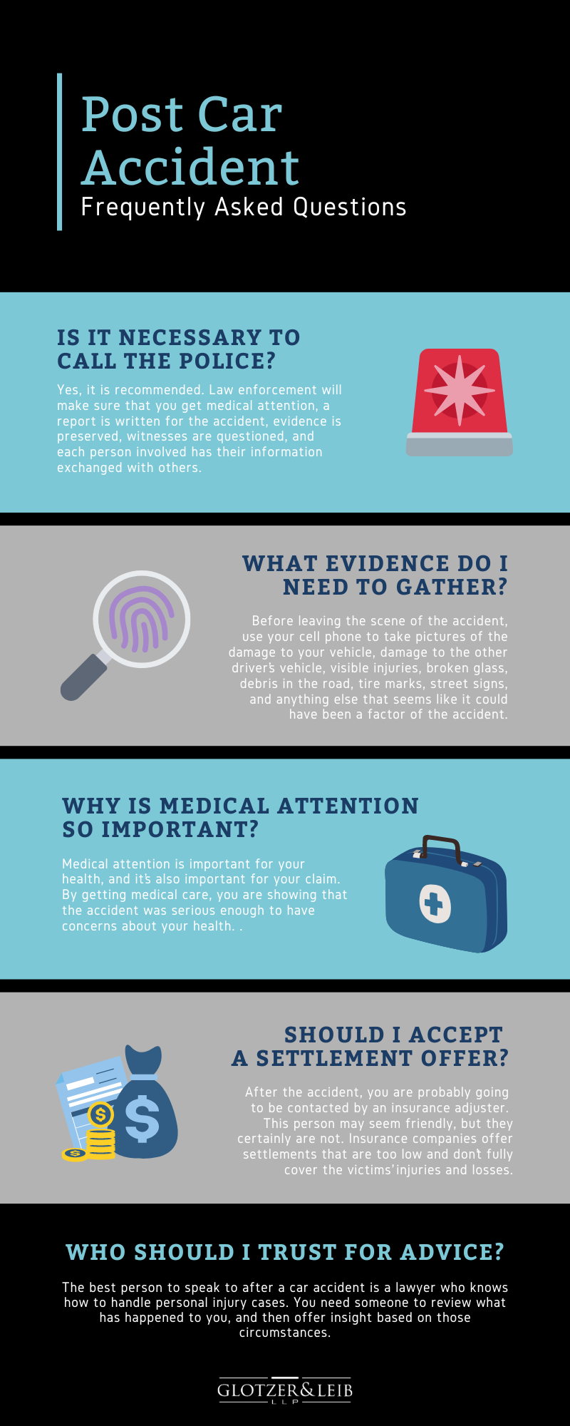 Post Car Accident Frequently Asked Questions Infographic